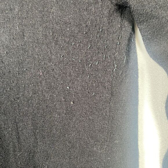 LOFT Black Sweater Beaded Peter Pan Collar Keyhole Back Size M - Picture 9 of 13